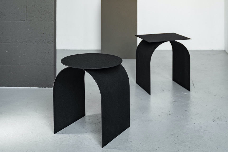 Bent metal sheet Palladium side table by Spinzi